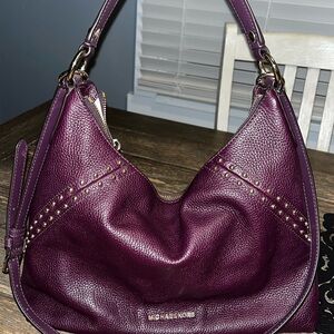 Michael Kors Purple Hobo Bag with Gold Accents